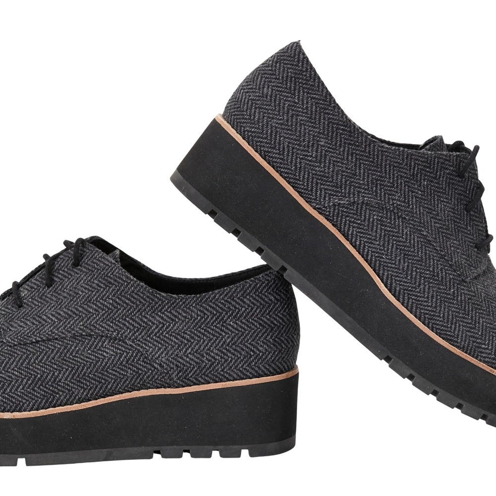 Eileen Fisher Eddy Melange Herringbone Platform Oxford Size 11 Gray